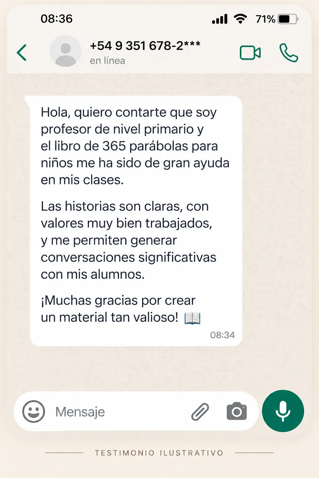 Testimonio sobre el uso de 365 Parábolas en clases de primaria